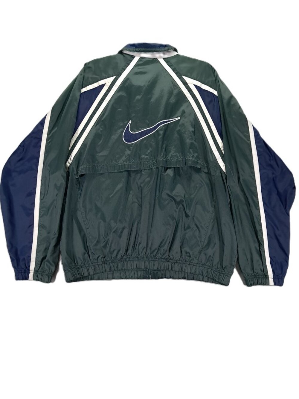 Vintage Nike Windbreaker Men Large Green Blue Mesh Vent Full Zip Swoosh